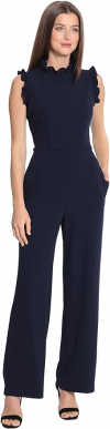 Buy Maggy London Women's High Neck Ruffle Detail Jumpsuit Workwear Office Occasion Event Guest of