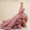 Mauve Tulle Women Party Dress Long