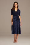 Buy Alex Evenings Women's Tea Length Jersey and Rosette Lace Dress (Petite and Regular)