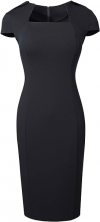 HOMEYEE Damen Vintage Flügelärmeln Retro Bodycon Rockabilly Business Cocktail Knielang Etuikleid Bleistiftkleid B737