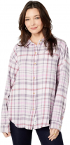 Buy Lucky Brand Women's Long Sleeve Oversized Distressed Plaid Shirt