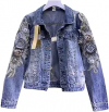 Buy LEIGE Autumn Women's Denim Jacket Hand-Studded Bead Embroidery Three-Dimensional Flower Jeans Jacket Female Outerwear (Color : Blue, Size : M Code)