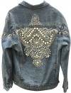 Buy GELTDN Fashion Women Denim Jacket Pearl Pattern Embroidery Vintage Blue Oversized Blue Loose Short Jeans Jackets Hipster Clothes Coat