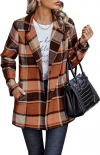 Buy PRETTYGARDEN Women's 2023 Plaid Shacket Jacket Casual Button Wool Blend Winter Tartan Trench Coat With Pockets
