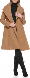 Buy Calvin Klein Women's Ring Snap Detail Asymmetrical Closure Stand Collar Welt Pockets Coat