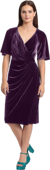Buy Maggy London Women's Surplus Bodice Wrap Look Velvet Dress Even Occasion Cocktail Guest of
