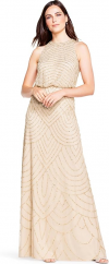 Buy Adrianna Papell Women's Halter Art Deco Beaded Blouson Dress