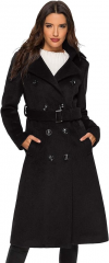 Buy Escalier Womens Wool Coat Double Breasted Pea Coat Winter Long Trench Coat with Belt