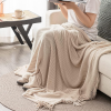 Tan Knitted Throw Blanket