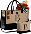Initial Tote Bag with Mini Bag Inside