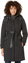 Buy Cole Haan Women's Faux Leather Belted Quilted Signature Coat