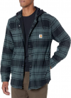 Mens Carhartt Fleeced Lined Flannel Hooded Shirt