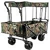 Happbuy Collapsible Folding Wagon with Removable Canopy, Heavy Duty Foldable Wagon Utility Cart for