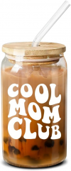'Cool Mom Club' Glass Coffee Cup