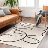 Hauteloom Eilir Bohemian Living Room, Bedroom Area Rug - Modern Boho Farmhouse - Striped Geometric Carpet - Cream, Beige, Black, Bone - 7'10" x 10'