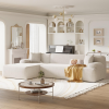 kevinplus 109" Sectional Sofa Couch with Chaise Lounge for Living Room, Modern Upholstered 3-Seat Sofa Couch L-Shape for Apartment, No Assembly & Free Combination, Chenille Fabric, Beige