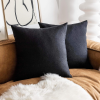 Demetex Large 24x24 Pillow Covers Black Square Farmhouse Cushion Covers Decorative Linen Textured Euro Shams for Living Room Bench Chair Sofa, Set of 2, 24 x 24 inch, Black