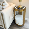 Gold Led Smart Round Nightstand with Drawer