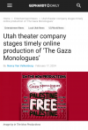 Gephardt Daily: Utah theater company stages timely online production of ‘The Gaza Monologues’