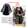 A cotton material long sleeve black and white checked shirt with black inner.