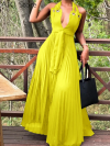 Elegant Halter Sleeveless Summer Pleated Dress