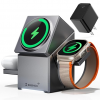 Wireless Charging Station, CubeTrick-X Qi2 15W Fast Charge, 3 in 1 Wireless Charging Station for Apple Watch Charger, for iPhone 15, 14, 13, 12 Series, AirPods (30W USB-C Charger Included)