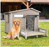 Dog House Outdoor & Indoor Large Wooden Dog Kennel Outdoor Weatherproof Chew-Proof Iron Frame, Removable Floor, and Adjustable Window for Small Medium Large Dogs, 41" L × 35" W × 39" H