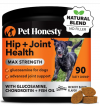 Pet Honesty Hip & Joint Health Max Strength - Natural Joint Supplement for Dogs Chews - Glucosamine, Omega-3s, Chondroitin, Green Lipped Mussel - Help Improve Mobility, May Reduce Discomfort (90 ct)
