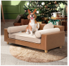 dCee Luxury Large Dog Sofa, Cat Sofas, Holds 160 Lbs, 42 in. Premium Leather Dog Bed Couch with Removable Washable Velvet