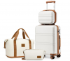 Kono Lightweight ABS hard plastic cabin carry-on suitcase with TSA lock, set of 4 luggage, toiletry bag