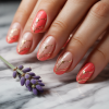 Summer Flower Acrylic Medium Coffin Fake Nail Plum