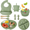 Kit 8 peças de talheres de silicone para bebês.