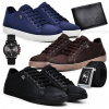 👟 Kit 3 Sapatênis Masculino + Relógio, Carteira e Cinto  Visual completo e elegante!