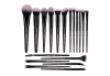 MAANGE 18 Pcs Premium Synthetic Make up Brushes Set Soft Foundation Powder Eyeliner Eye Shadow Makeup Brush Set Professional (Black)