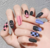 VIKSON INTERNATIONAL 24 Pcs press on Black dark pink purple blue || Matte finish abstract Press on nails