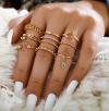 thevinegirl Contemporary Stackable Rings Set Brass Gold Plated Stack Ring