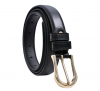 WildHorn Women's Leather Belt with Gold-Tone Buckle, Classic Black, Dress Belt