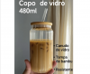 Copo vidro c/canudo