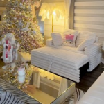 Faux rabbit fur loveseat pullout