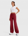 Drawstring Fold Over Flare Bubble Leggings