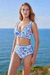 Bikini Sets Plunging High Waisted Swimsuit Whip Stitch 2 Piece Bathing Suits